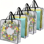 Extra Large Clear Storage Bags with Zipper & Heavy-Duty Handles – 30-Inch Transparent Organizer Bags for Christmas Decorations, Wreaths, Garlands, Clothes, Blankets & Moving, Set of 2 or 4