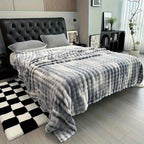 Faux Rabbit Fur Tie-Dye Throw Blanket Reversible Soft Plush Blanket for Bed Sofa Couch All Seasons 4 Colors 4 Sizes Machine Washable