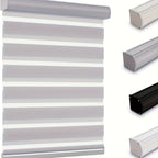 Cordless Zebra Blinds Custom Width Gradient Roller Shades | Double-Layer Fabric Room Darkening Window Treatment for Bedroom Living Room Office, 4 Colors