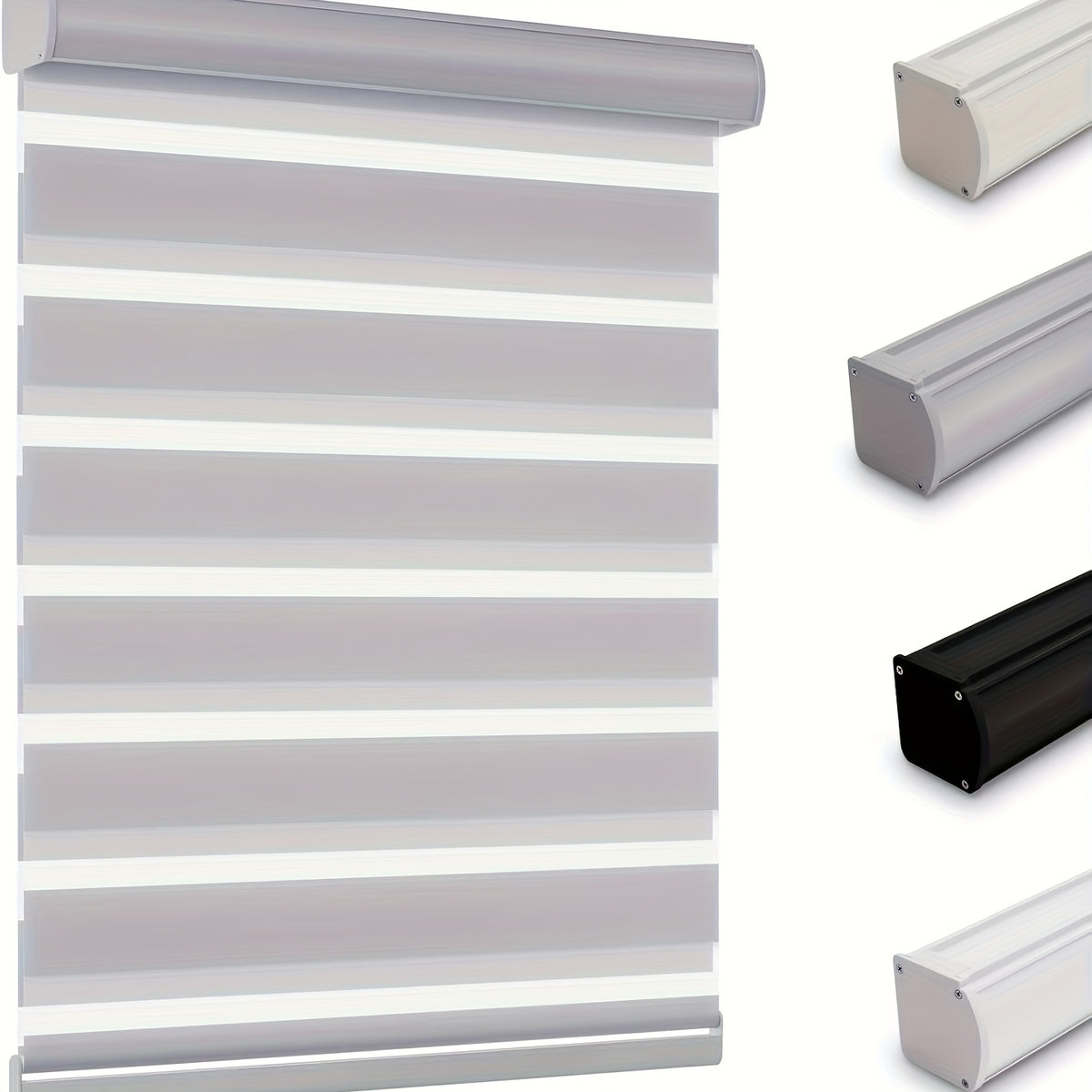 Cordless Zebra Blinds Custom Width Gradient Roller Shades | Double-Layer Fabric Room Darkening Window Treatment for Bedroom Living Room Office, 4 Colors
