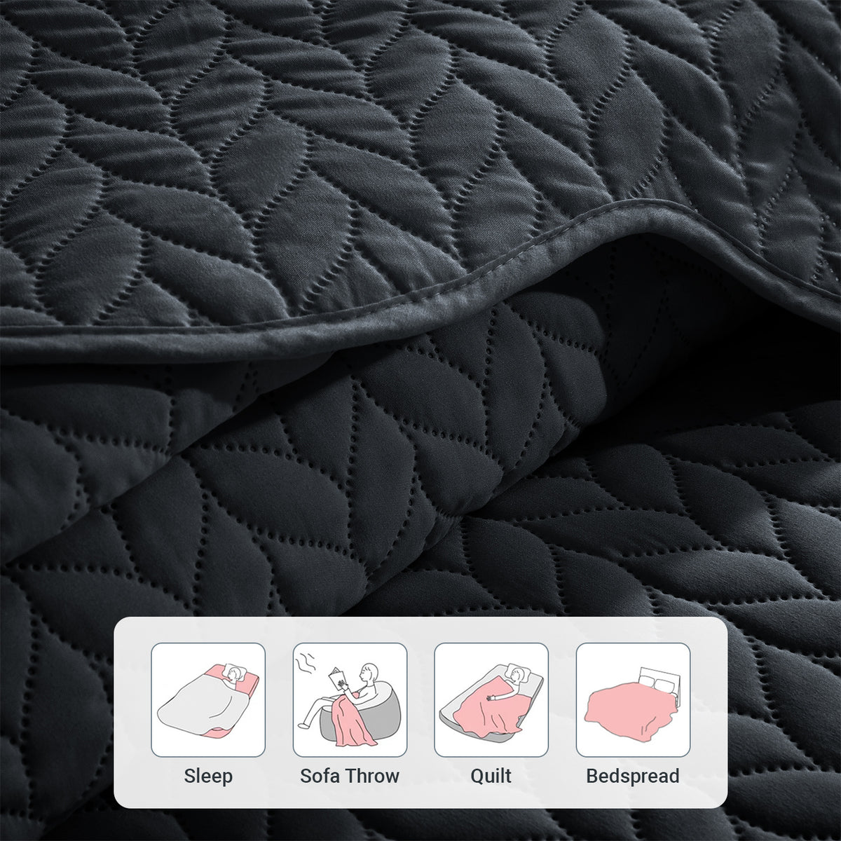 Microfiber Quilt Bedspread Set All Season Lightweight – Soft Breathable Quilted Coverlet Twin Full Queen King 16 Colors Machine Washable