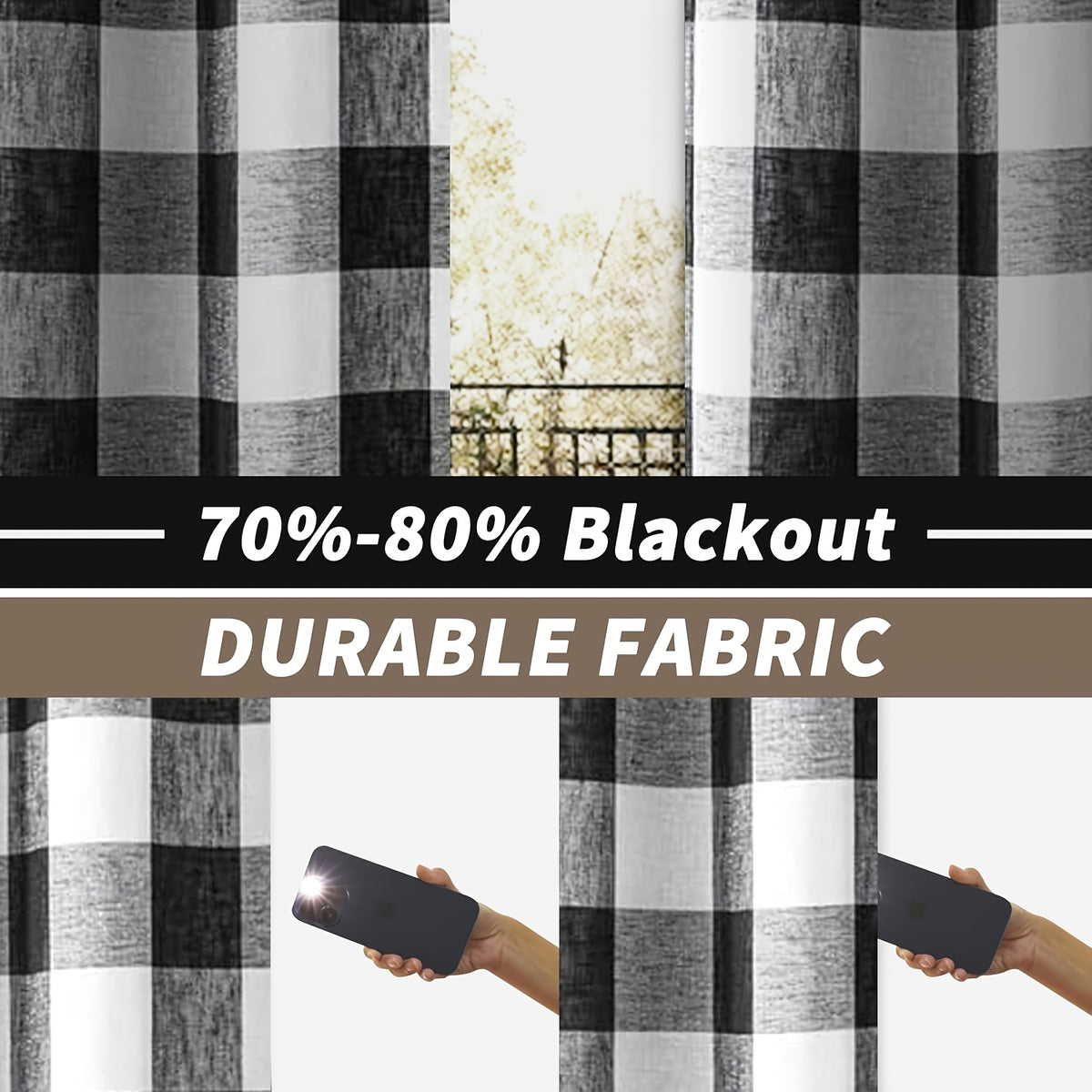 Buffalo Plaid Blackout Curtains Farmhouse Thermal Insulated Drapes | Room Darkening Window Panels for Bedroom Dining Room, 9 Colors 14 Sizes, Single or 2-Panel Set