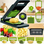 Vegetable Chopper with 8 Blades - Multifunctional Food Slicer Dicer Cutter, Onion Chopper Set with Container, 22pcs Kitchen Prep Tool