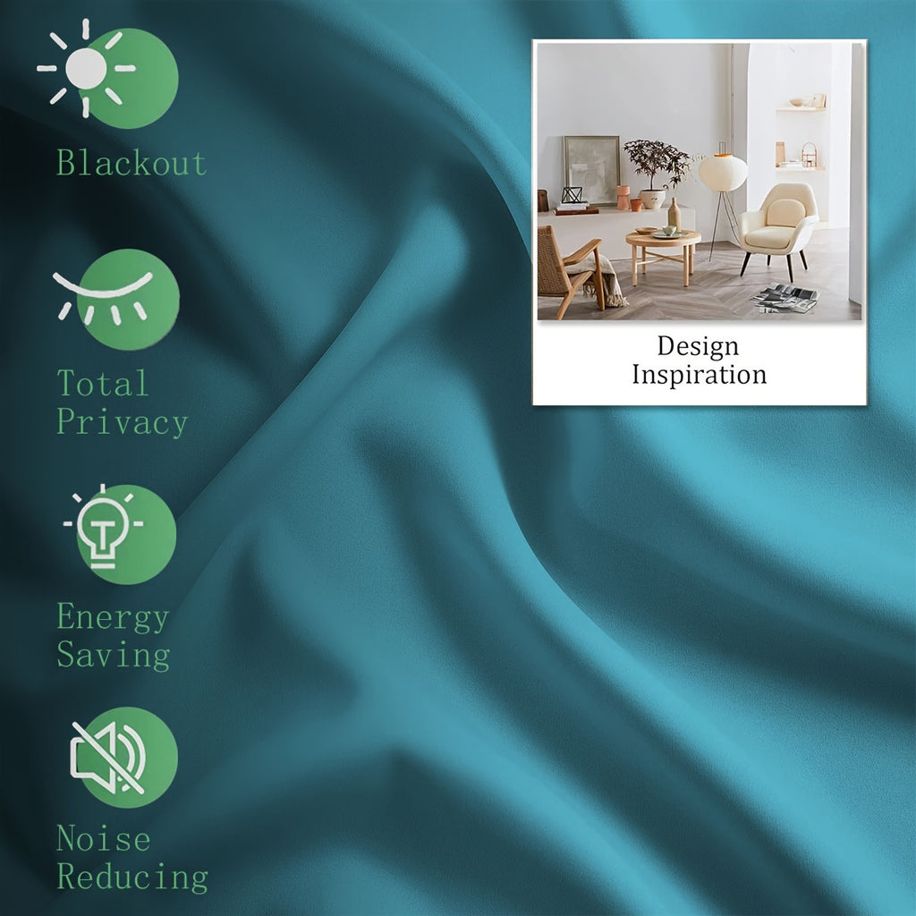 Room Darkening Blackout Curtains 4-Pack – Grommet Top Plain Weave Sun Blocking Drapes for Living Room & Bedroom, 9 Colors, 7 Size Options, Woven Polyester