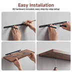 Floating Shelves for Wall 4-Pack 15.8 Inch - Brown Wall Mounted Shelf with Invisible Bracket for Bathroom, Living Room, Bedroom, Kitchen & Office Decor
