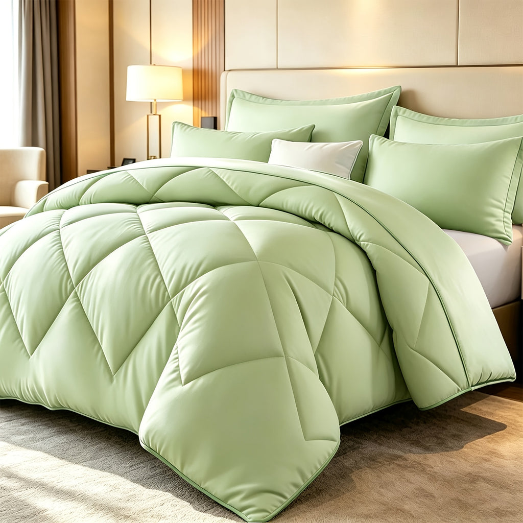 Diamond Pattern Quilt Set 2/3 Piece – Solid Color Lightweight Breathable Ultra-Fine Fiber Comforter with Pillowcases, Soft Easy Care Bedding for Bedroom & Guest Room
