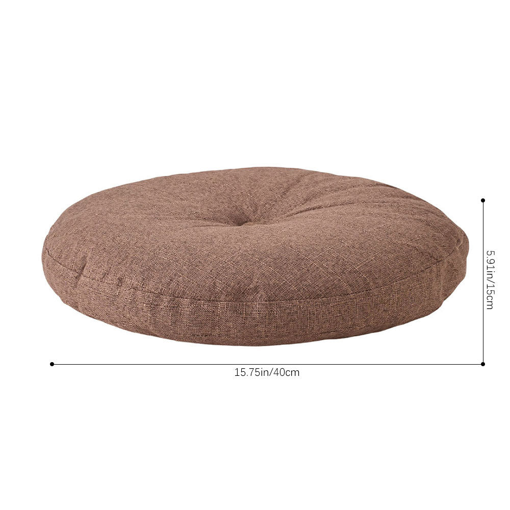Round Seat Cushion 40x40cm 15cm Thick Firm Futon Meditation Mat Removable Linen Cover Chair Pad for Office Dining Chair Home Decor All Seasons Christmas
