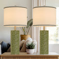 27" Modern Ceramic Table Lamp Set of 2 – Farmhouse Bedside Lamps with 3 Color Temperatures for Bedroom, Living Room & Office (LED Bulb Included)