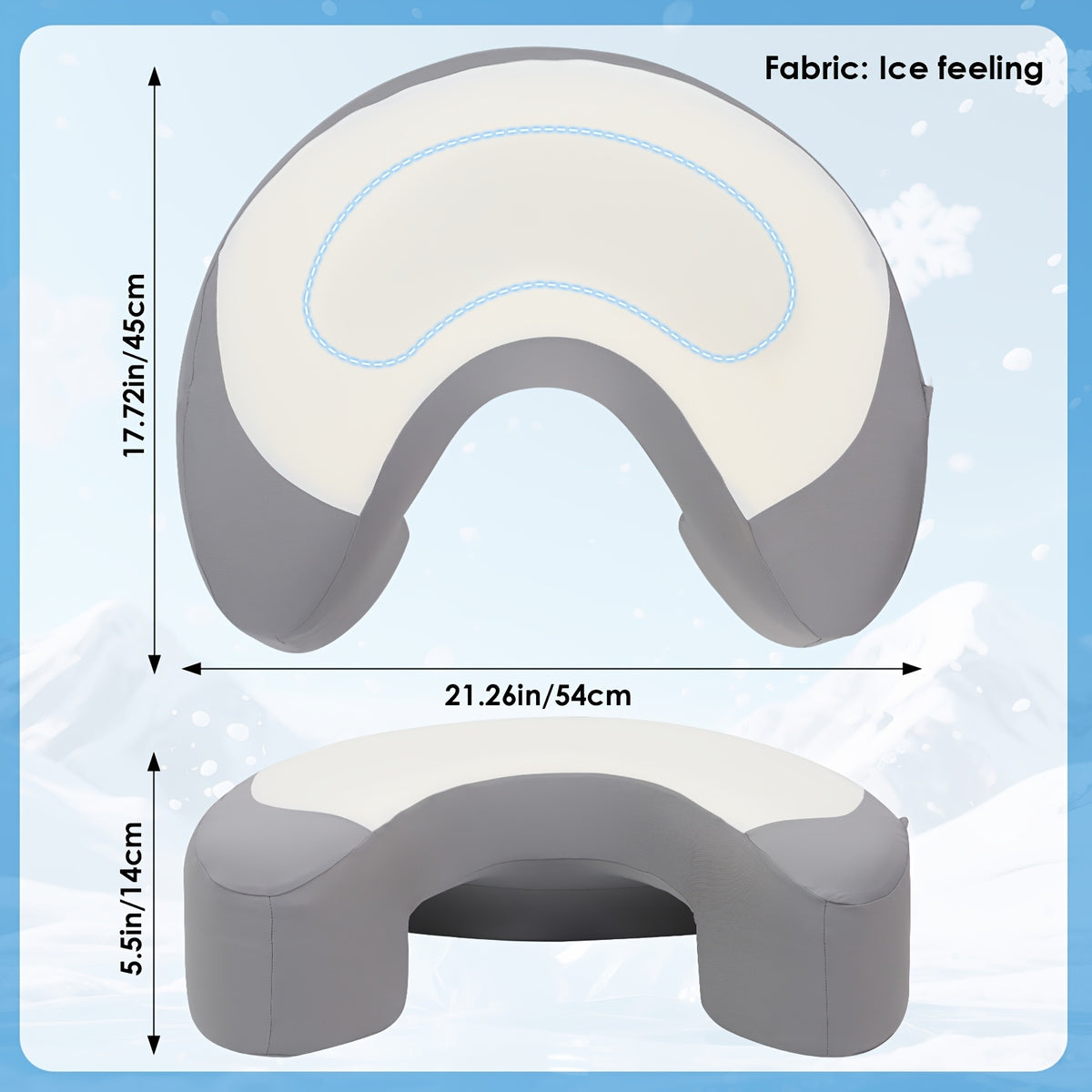 C-Shaped Ergonomic Neck Pillow with Cooling Gel – Multi-Angle Cervical & Spine Support for Side, Back & Stomach Sleepers, Removable Cool Pillowcase | Gray