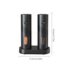 Electric Salt & Pepper Grinder Set USB Rechargeable with Charging Base, LED Grinding Light, Top-Fill Large Capacity – 1 or 2 Piece, Black & Green
