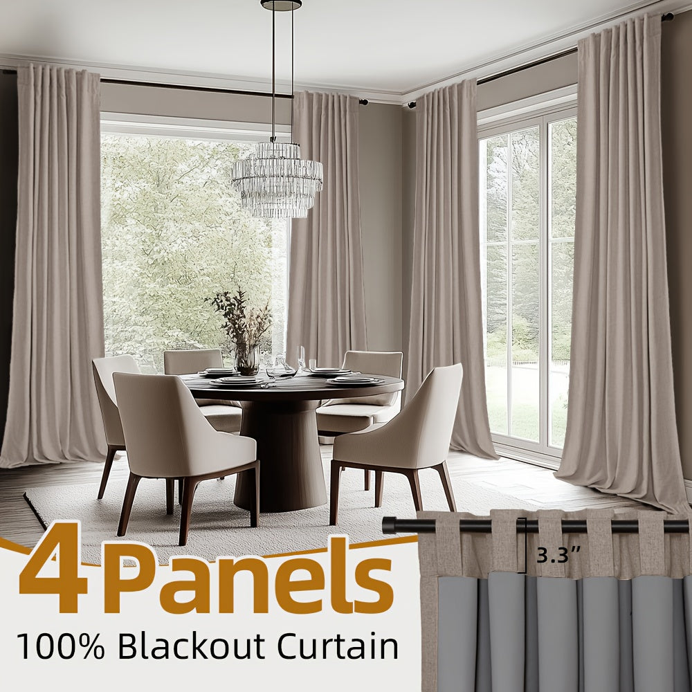 Back Tab Blackout Curtains 2 or 4 Panels – 100% Light Blocking Thermal Insulated Window Drapes for Living Room, Bedroom & Office, 50"W Multiple Lengths, 9 Colors