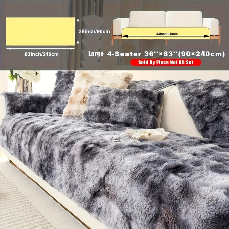 Faux Lamb Fluffy Sofa Cover Modern Gradient – Thick Plush Pet-Friendly Polyester Sofa Protector, Machine Washable 450-500g Fabric for Single, Double, Triple & Combination Sofas