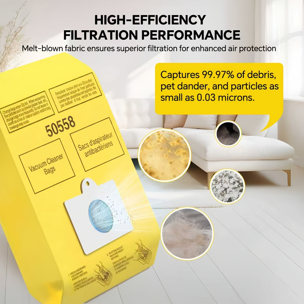 48-Pack Vacuum Cleaner Dust Bags HEPA Filtration – Replacement for Kenmore Canister Type C/Q 5055 50555 50557 50558 50104, Type C-5 C-18 C-19, Panasonic MC-V295H MC-V150M, Large Capacity