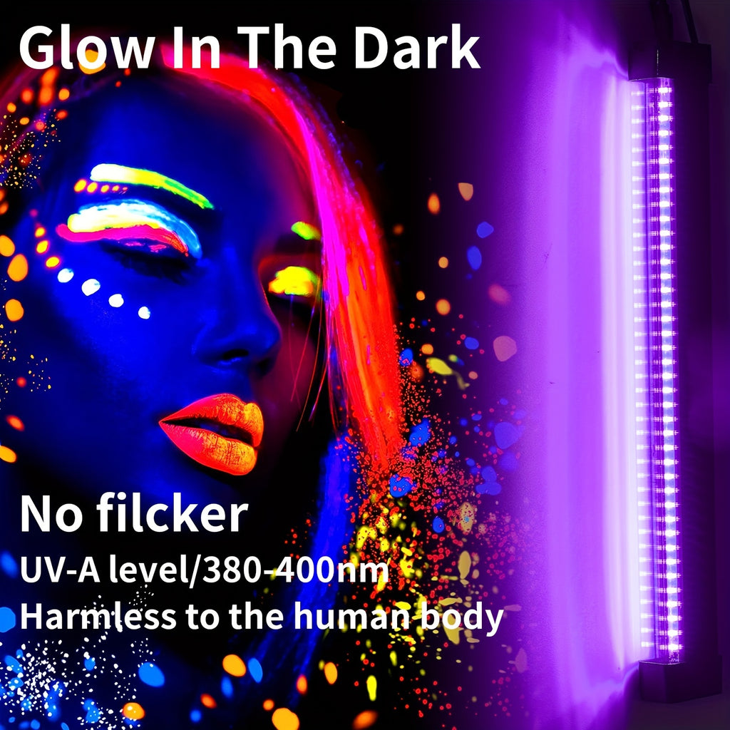 UV LED Blacklight Bar 12.6 Inch USB 5V 385-400nm Black Light Strip with Switch for Halloween Party Decoration, Stage Lighting, Club Disco, Christmas, Valentine's Day - 2 Pack & Single Options