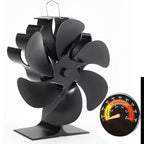 Wood Stove Fan Heat Powered Non-Electric Fireplace Fan for Wood Burning Stoves Pellet Stoves Log Burners with Thermometer – 4 to 7 Blade Options
