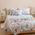 Floral Sheet Set 4 Piece – Fresh Natural Flower Plant Print Fitted Sheet Flat Sheet 2 Pillowcases, Soft Breathable All-Season Bedding for Bedroom & Dorm