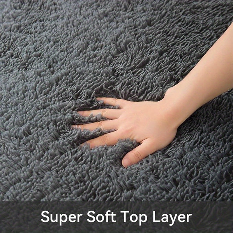 Tie-Dye & Solid Plush Rectangular Area Rug 5x8 Ft – Soft Fluffy Non-Slip Machine Washable Carpet for Living Room, Sofa Side & Bedroom Decor