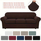 Grid Pattern Elastic Sofa Cover – Anti-Slip Full Coverage Stretchable Sofa Protector Machine Washable Classic Design for Living Room Bedroom Office