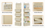 Over-The-Door Hanging Organizer – Set of 2, 5-Shelf with 4 Clear Plastic Pockets, Beige Utility Rack for Closet, Bedroom & Bathroom Storage