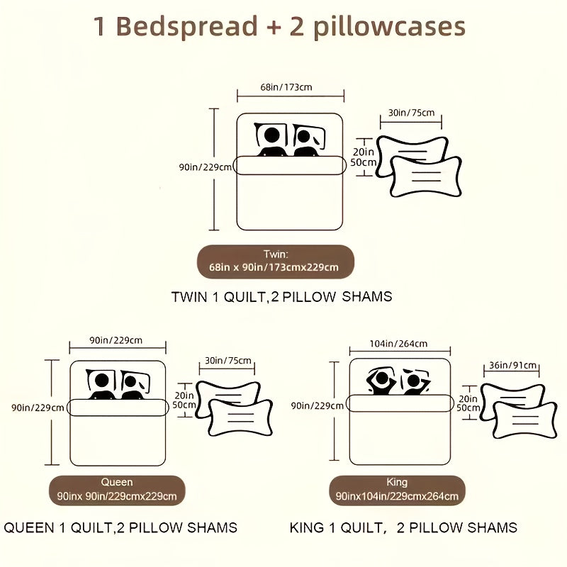 Quilted Bed Cover Set 3 Piece Butterfly Print - Soft Breathable Bedspread with 2 Pillowcases, Machine Washable All-Season, Twin Full Queen King