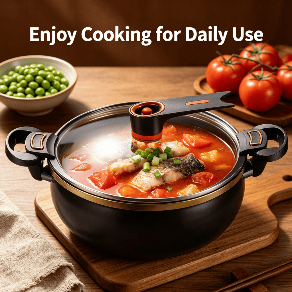 8.45QT Large Capacity Non-Stick Braiser Soup Pot with Twist-Lock Handle – Fast Even Heating, Gas Induction & Fire Pit Compatible for Home Restaurant & Camping