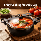 8.45QT Large Capacity Non-Stick Braiser Soup Pot with Twist-Lock Handle – Fast Even Heating, Gas Induction & Fire Pit Compatible for Home Restaurant & Camping