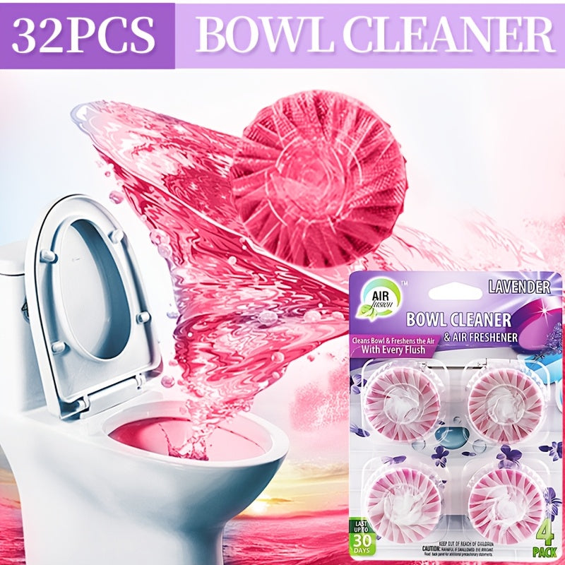Automatic Toilet Cleaner Tablets 32 Pack, Drop-In Tank Formula Cleans & Deodorizes with Every Flush, Removes Tough Stains & Leaves Fresh Lavender Scent for Continuous Bathroom Hygiene
