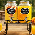 2-Pack Glass Beverage Dispenser with Fruit Infuser, Ice Cylinder & Stainless Steel Spigot – 1 Gallon Lemonade Drink Dispenser for Parties, BBQ, Weddings & Picnics