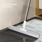 Silicone Squeegee Broom with Detachable Rotatable Long Stainless Steel Handle – All-in-One Floor-to-Ceiling Cleaner for Glass, Tile, Wood & Carpet | Effortless Multi-Surface Cleaning