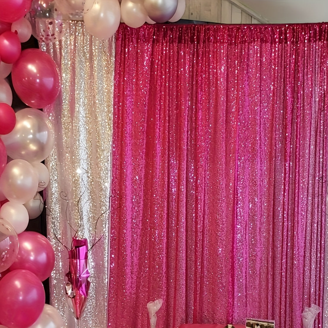 Sequin Backdrop Curtains 4 Panels 2FT x 8FT Glitter Party Decorations for Wedding Birthday Photo Booth Stage Background 30+ Colors