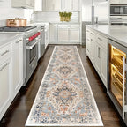 Boho Chic Runner Rug Non-Slip Machine Washable Striped Herringbone Pattern with Backing Hallway Bedroom Living Room 3 Sizes