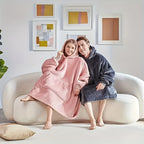 Wearable Hoodie Blanket Sherpa Fleece Reversible with Kangaroo Pocket Ultra Soft Cozy Snuggle Blanket Sweatshirt for TV Sofa Outdoor Light Grey Dark Gray Pink Black 36x34 Inch