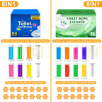 Toilet Cleaning Gel Stamps with Dispenser & Air-Freshening Fragrance – 8 Pieces / 96 Gel Patterns Toilet Bowl Cleaner for Ceramic Surfaces, Bathrooms & Kitchens
