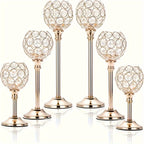 Crystal Candelabra Centerpiece Set of 6 – Elegant Wedding Table Decoration, Candlelit Dinner Photo Props, Birthday Anniversary Party Decor for Home Hotel Banquet (Candles Not Included)
