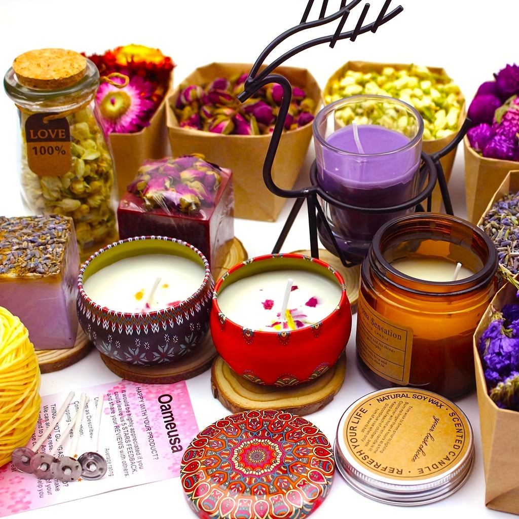 Dried Flowers Craft Set 24pcs Roses Jasmine Peony Lavender Forget-Me-Not Dried Plant Kit for Resin Jewelry Making DIY Candle Soap Scrapbooking Seasonal Decor