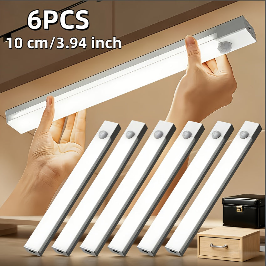 Motion Sensor Cabinet Lights USB Rechargeable Dimmable LED Indoor Lighting – 3 Adjustable Modes for Wardrobe, Kitchen, Bedroom & Office – 3 or 6 Pack