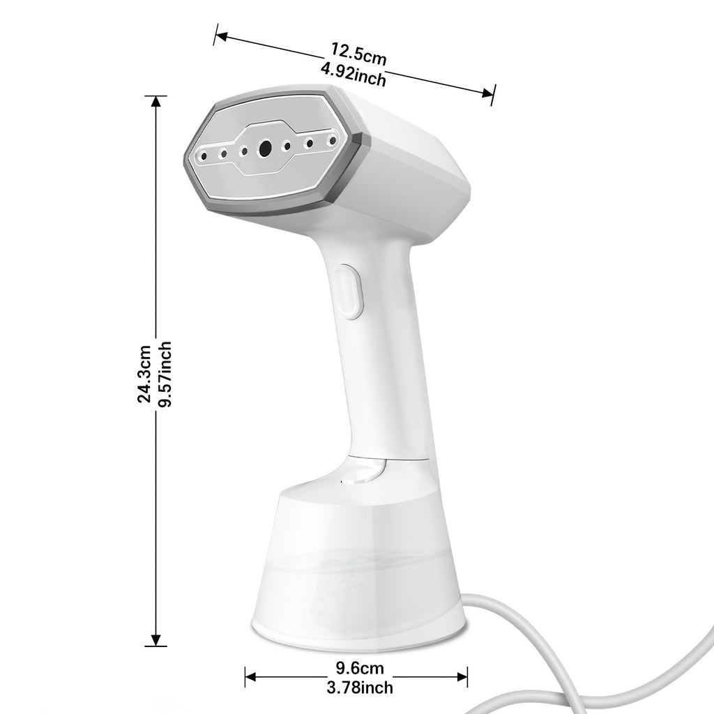 Handheld Travel Garment Steamer 15-Second Heat-Up – 9.47oz Large Tank, Portable Clothing Steamer for Home, Office & Travel | White
