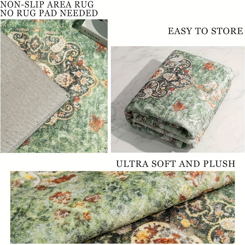 Boho Cashmere-Feel Area Rug Large Washable for Living Room & Dining Room – Soft Anti-Slip Bohemian Carpet for Bedroom & Office, 2 Sizes