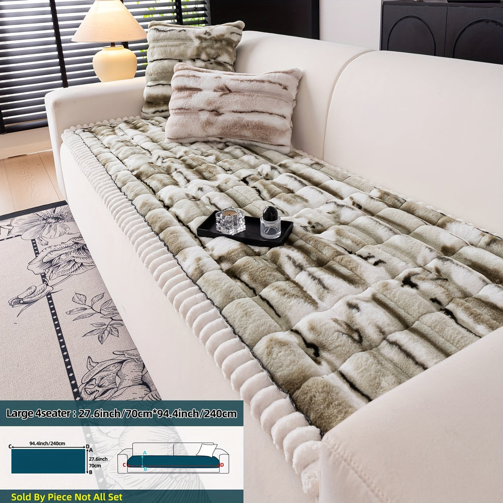 Plush Sofa Cover Super Soft Thickened Warm Anti-Slip Couch Cushion Mat – Furry Velvet Sofa Protector for Living Room Bedroom, Easy Care Durable Home Decor Furniture Cover