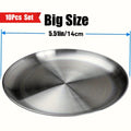 304 Stainless Steel Dinner Plates Set of 10 BPA-Free Dishwasher Safe Non-Toxic Round Metal Plates for Home Outdoor Camping Holiday Use