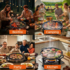 Pre-Seasoned Cast Iron Skillet 14 Inch Dual Loop Handles Nonstick Pizza Pan BBQ Pancake Griddle Oven Stovetop Grill Campfire Safe Even Heating