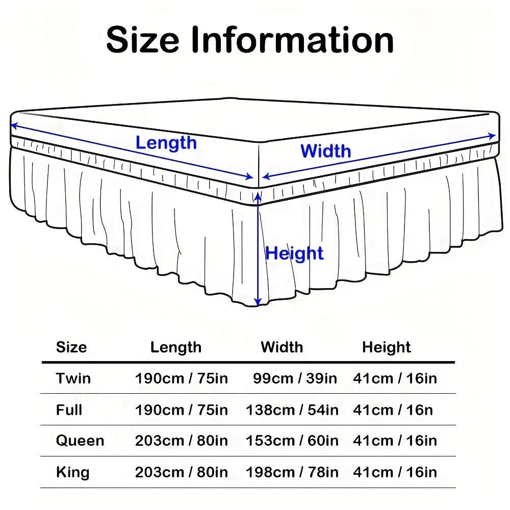 Dust Ruffle Bed Skirt 16 Inch Drop Elastic Wrap Around – Double Ruffle Easy Install Machine Washable, Twin Full Queen King CK, 10 Colors