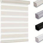 Cordless Zebra Blinds Custom Width Gradient Roller Shades | Double-Layer Fabric Room Darkening Window Treatment for Bedroom Living Room Office, 4 Colors