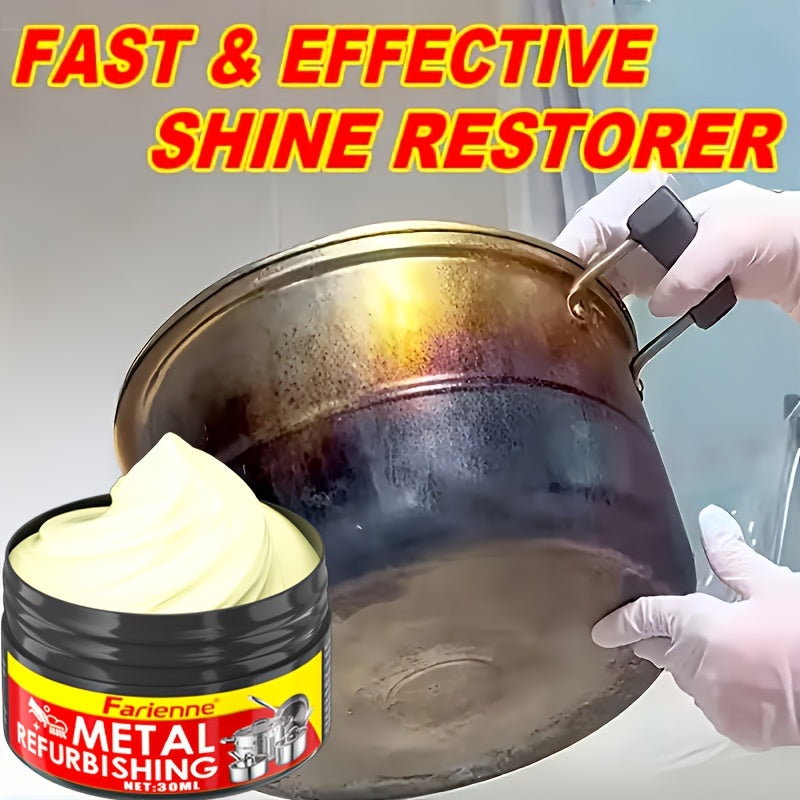 Metal Polishing Paste Complete Set, Coconut Oil-Infused Gloss Agent for Chrome, Stainless Steel & Painted Metals, Residue-Free Formula with Applicator Sponge Included