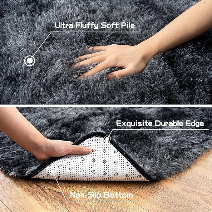 Fluffy Shag Area Rug 8x10 Ft Fuzzy Plush Non-Slip Soft Furry Carpet Living Room Bedroom Modern Shaggy Rug Christmas Gift