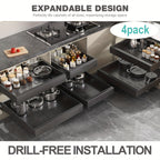 Pull Out Cabinet Organizer Shelf – Expandable Sliding Storage Drawer, Heavy Duty Carbon Steel, No Drill Under Sink Basket for Kitchen, Bathroom & Laundry, 2/4/6 Pack