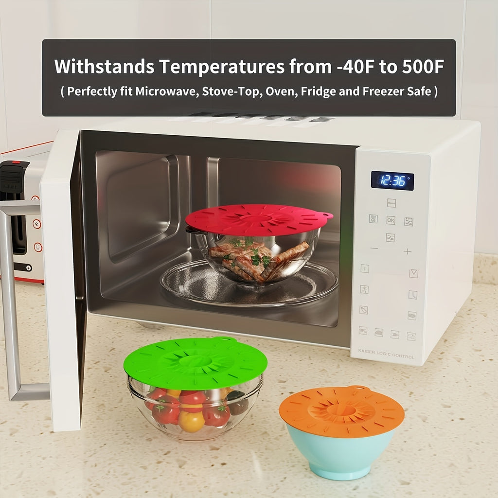 7-Pack Silicone Lids with 5 Sizes – Reusable Microwave Splatter Cover for Bowls, Cups, Pots & Pans | Heat Resistant, Dishwasher Safe, BPA Free