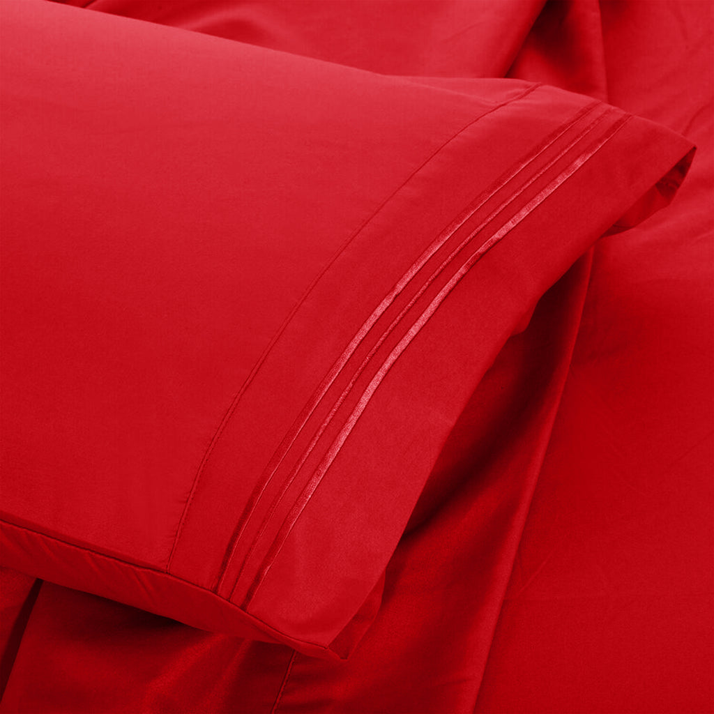 Brushed Microfiber Bed Sheet Set 6 Piece with Embroidered Pillowcases - Hotel Luxury Deep Pocket 16 Inch, Soft Breathable All Season, 24 Colors, Twin Twin XL Full Queen King Cal King