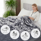 Flannel Plush Blanket Extra Thick Reversible Moire Pattern Microfiber Lightweight Soft Cozy Warm for Sofa Bed Grey Tie-Dye Blue Beige 50x60 60x80 90x90 108x90 Inch