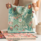 Four-Layer Gauze Jacquard Hand Towel & Kitchen Towel Set Thickened Soft Absorbent Quick Dry - Floral Pastoral Style Multi-Function 4 Designs | Nuvia Haven